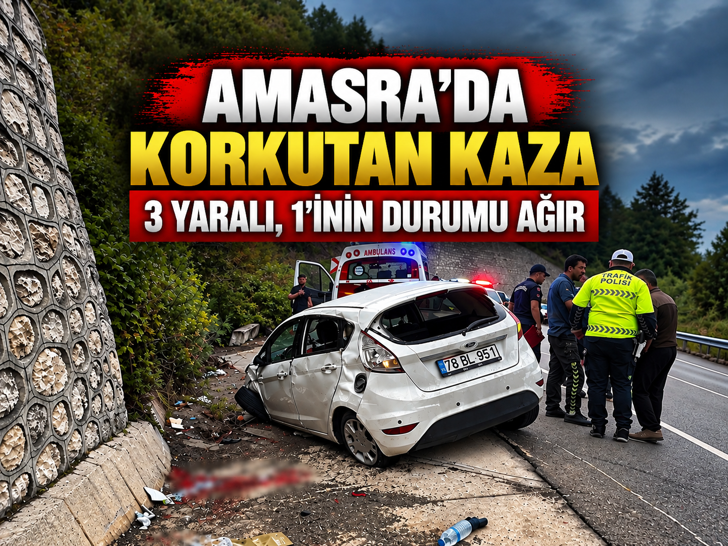 Amasra’da korkutan kaza: 3 yaralı, 1’inin durumu ağır